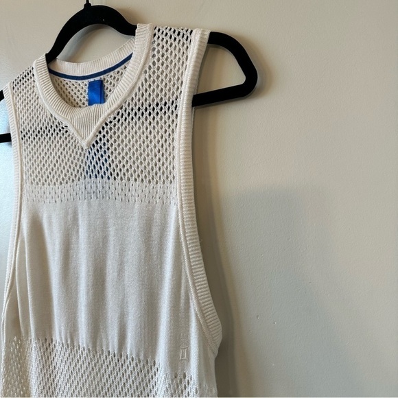 Kit & Ace-Open Knit Cream Long Sleeveless Lightweight Silk Cashmere Blend Vest - Picture 6 of 11